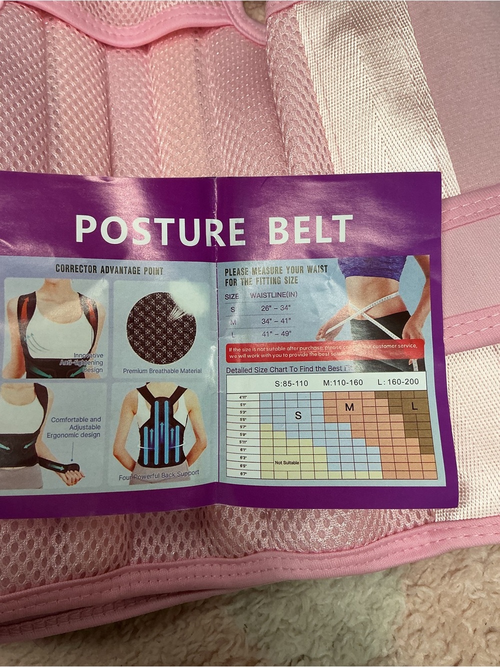 Amazon Pink Posture Belt Shapewear Back Support